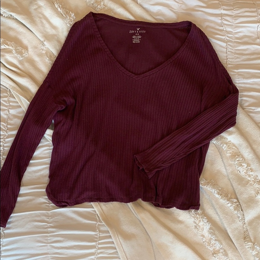 American Eagle Soft and Sexy Maroon Top